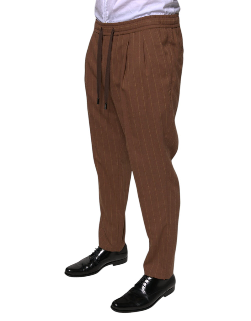 Brown Stripes Skinny Men Dress Pants Dolce & Gabbana