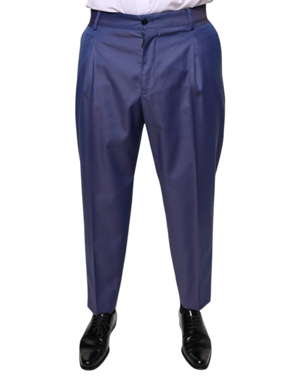 Blue Wool Tapered Formal Dress Pants Dolce & Gabbana