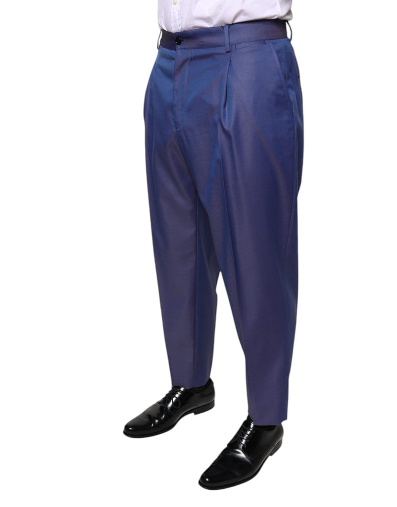 Blue Wool Tapered Formal Dress Pants Dolce & Gabbana