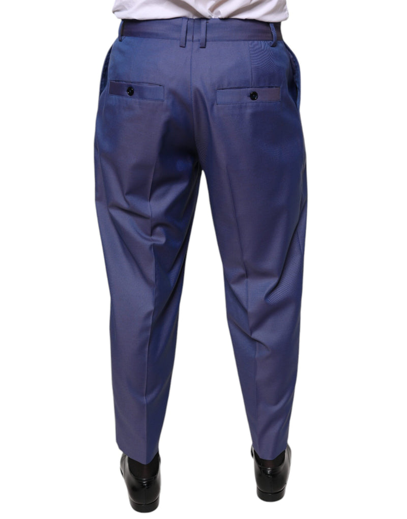 Blue Wool Tapered Formal Dress Pants Dolce & Gabbana