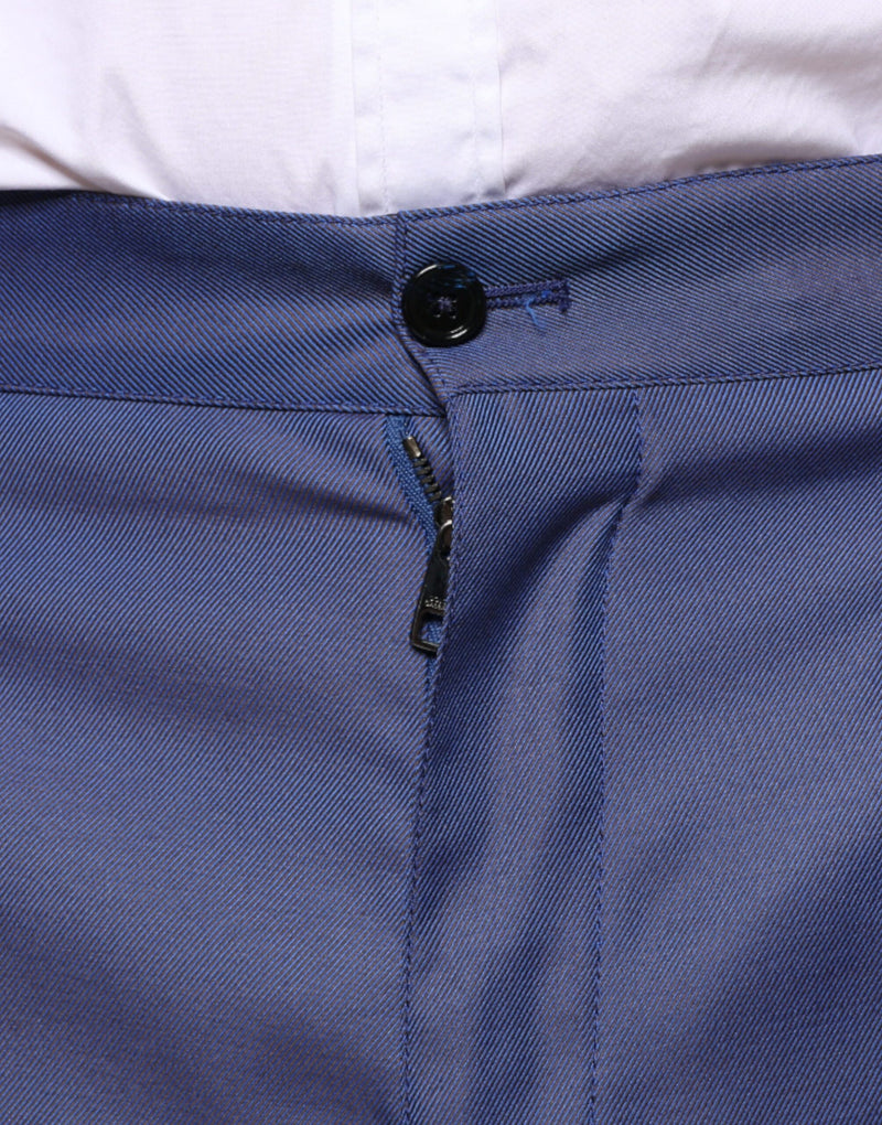 Blue Wool Tapered Formal Dress Pants Dolce & Gabbana