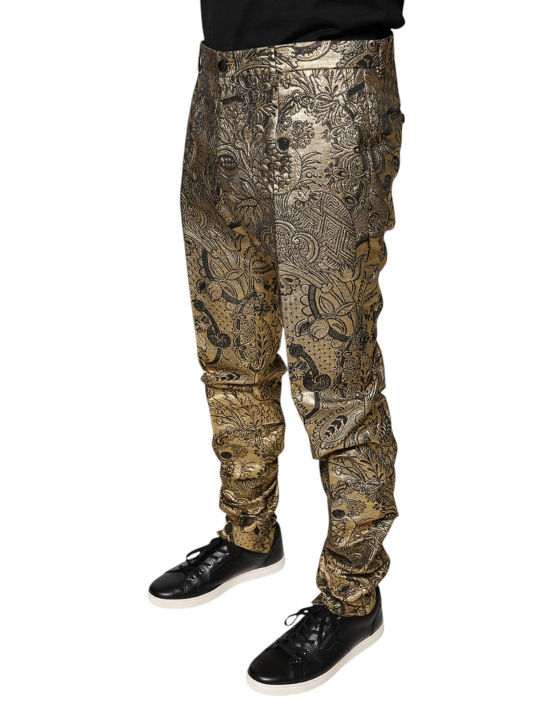 Gold Floral Jacquard Men Dress Pants Dolce & Gabbana
