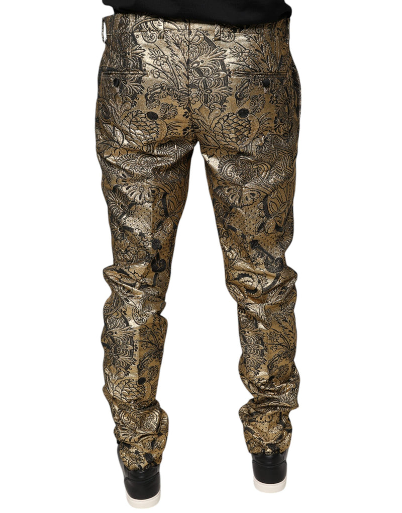 Gold Floral Jacquard Men Dress Pants Dolce & Gabbana