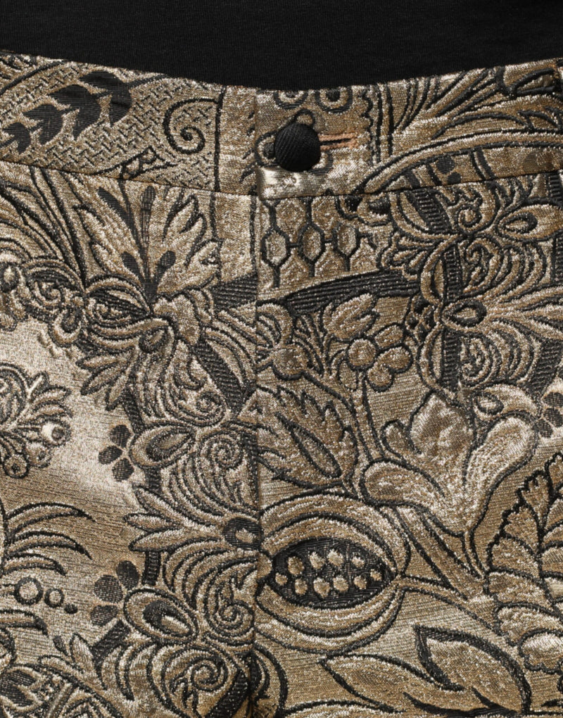 Gold Floral Jacquard Men Dress Pants Dolce & Gabbana