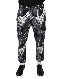 Gray Banana Leaf Cotton Stretch Capri Pants Dolce & Gabbana