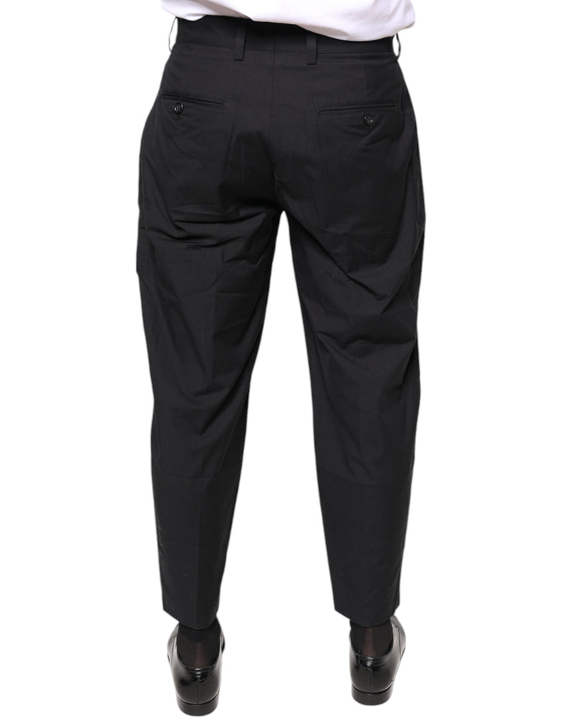 Black Crown Cotton Dress Pants Dolce & Gabbana