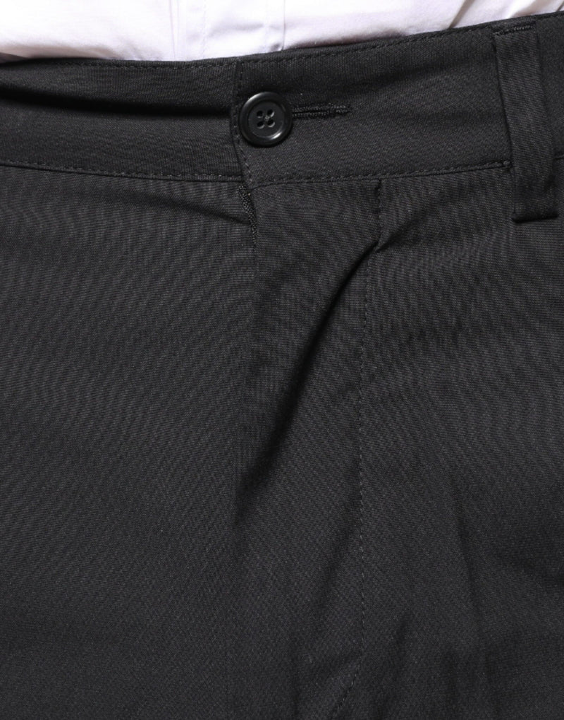 Black Crown Cotton Dress Pants Dolce & Gabbana