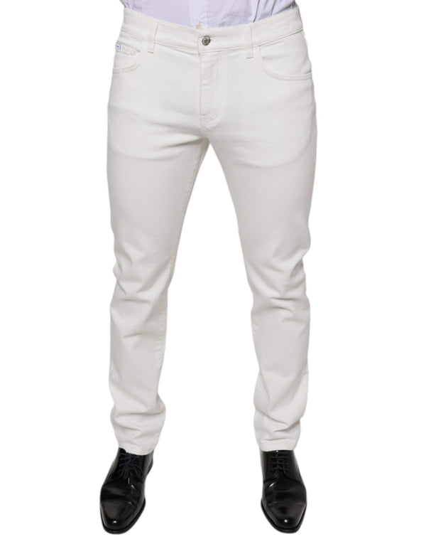 White Cotton Skinny Slim Men Denim Jeans Dolce & Gabbana