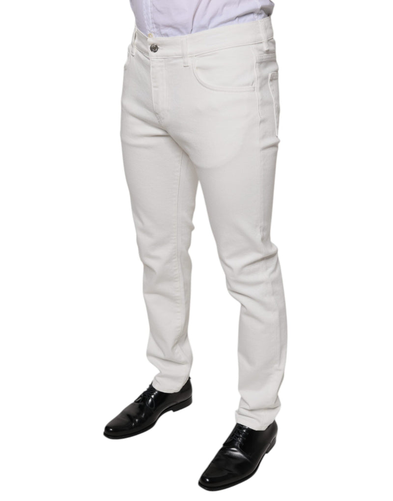 White Cotton Skinny Slim Men Denim Jeans Dolce & Gabbana