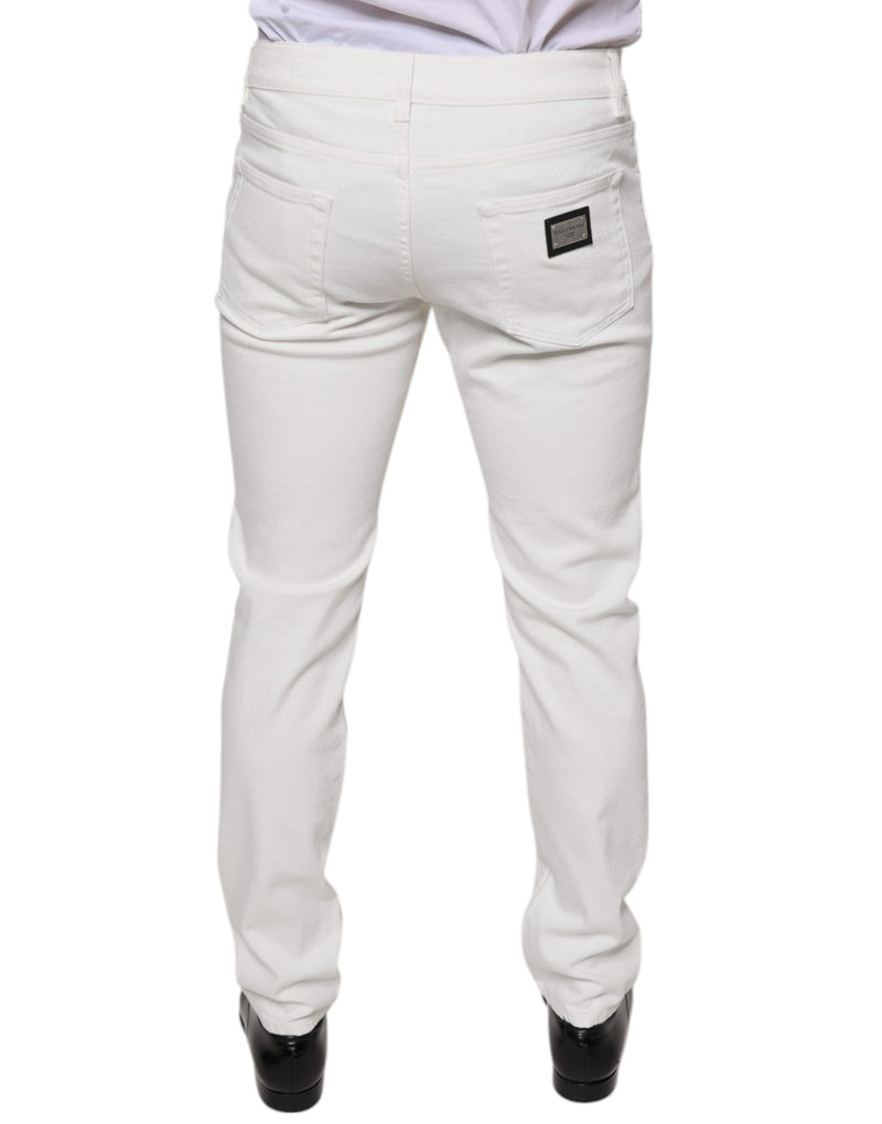 White Cotton Skinny Slim Men Denim Jeans Dolce & Gabbana