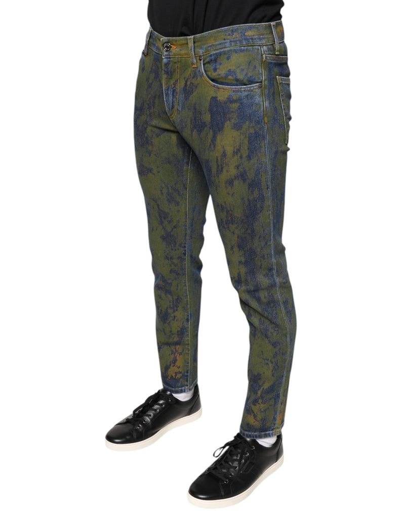 Blue Cotton Dye Slim Fit Men Denim Jeans Dolce & Gabbana