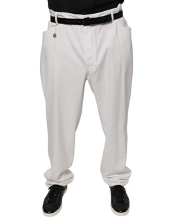 White Cotton Men Dress Tapered Pants Brunello Cucinelli