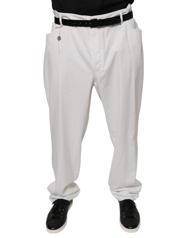 White Cotton Men Dress Tapered Pants Brunello Cucinelli