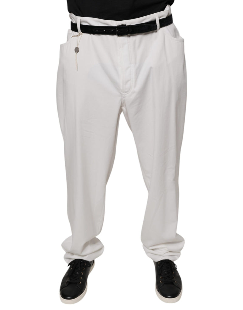 White Cotton Men Dress Tapered Pants Brunello Cucinelli