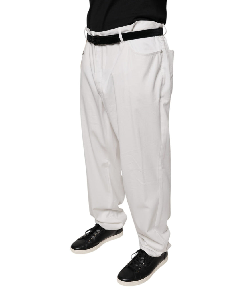 White Cotton Men Dress Tapered Pants Brunello Cucinelli
