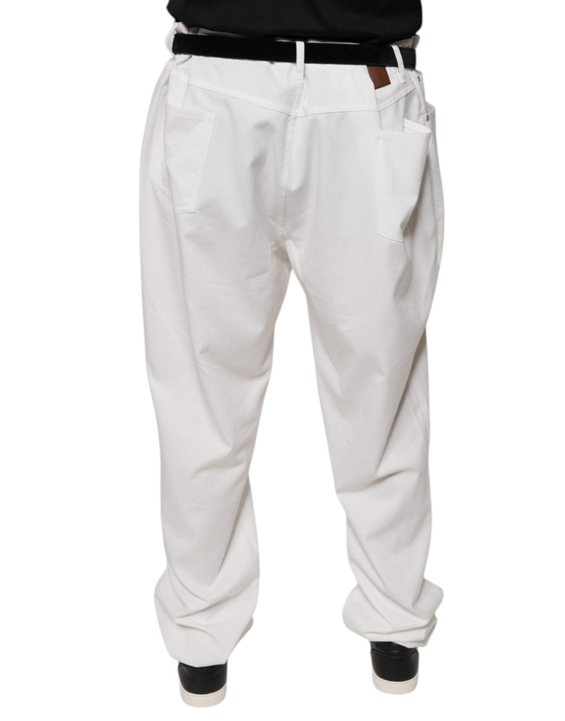 White Cotton Men Dress Tapered Pants Brunello Cucinelli