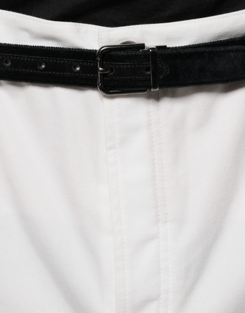 White Cotton Men Dress Tapered Pants Brunello Cucinelli