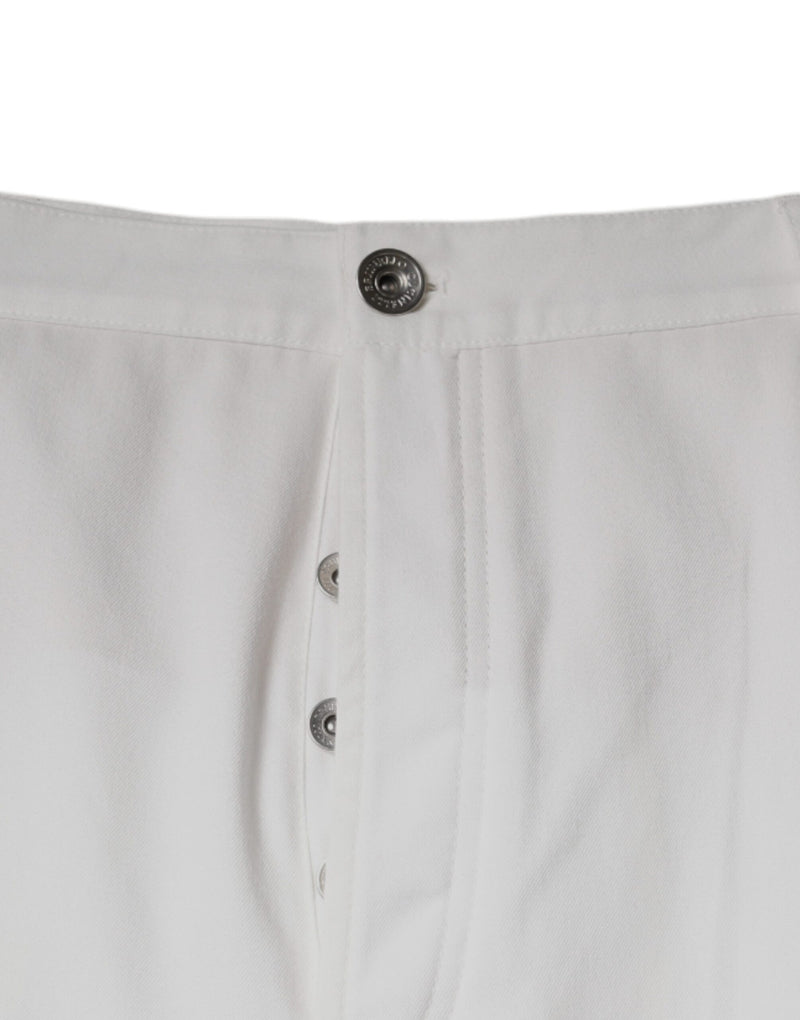 White Cotton Men Dress Tapered Pants Brunello Cucinelli