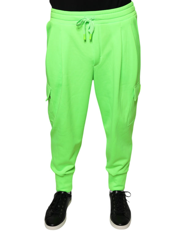 Neon Green Polyester Cargo Jogger Sweatpants Pants Dolce & Gabbana