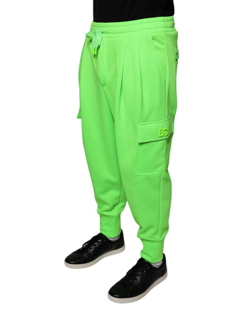 Neon Green Polyester Cargo Jogger Sweatpants Pants Dolce & Gabbana