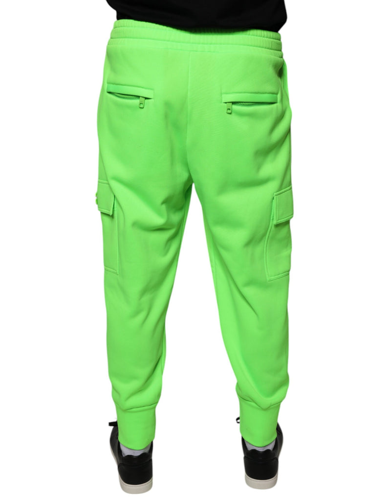 Neon Green Polyester Cargo Jogger Sweatpants Pants Dolce & Gabbana