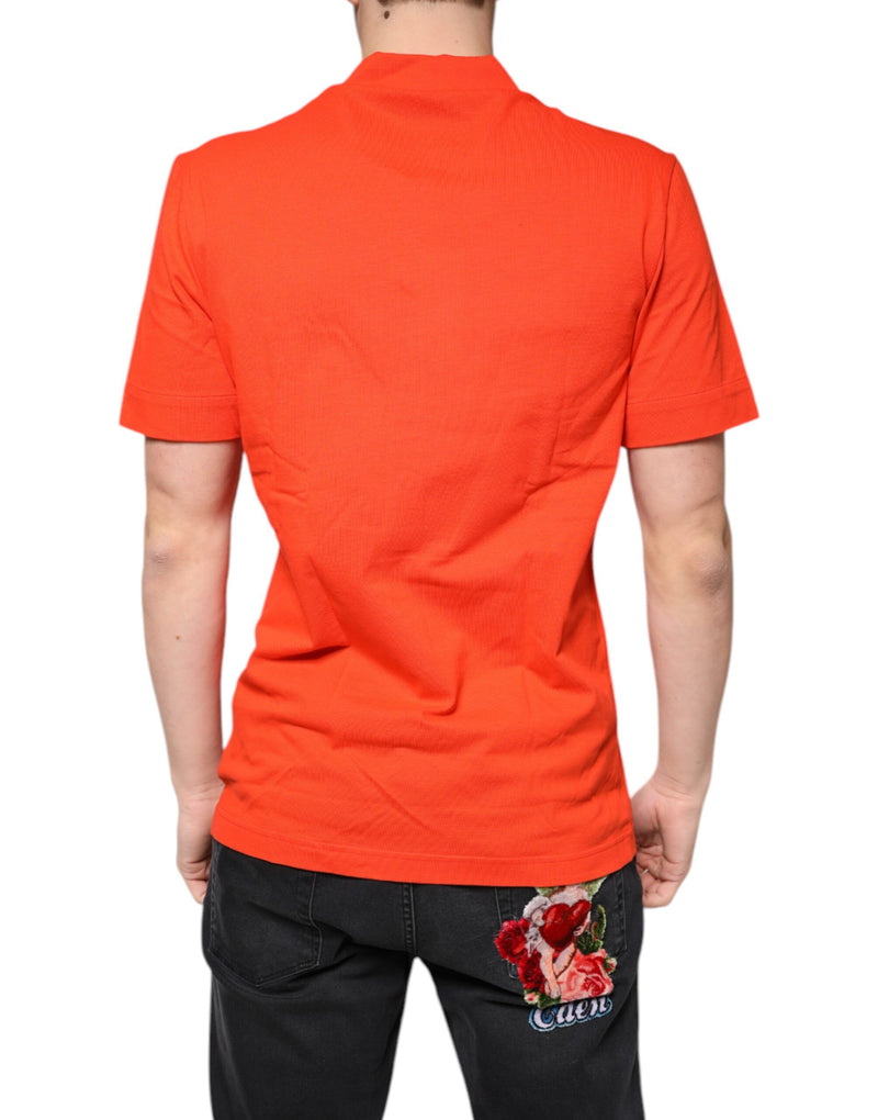 Orange Cotton Button Down Casual Polo Shirt Dolce & Gabbana