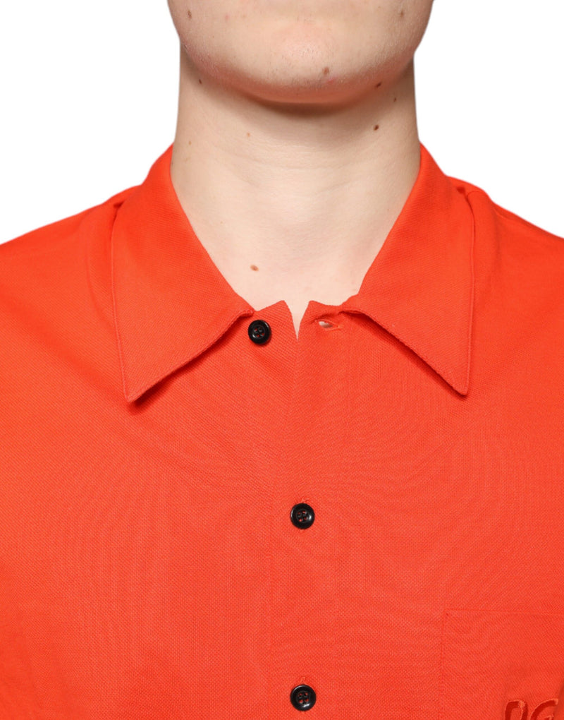 Orange Cotton Button Down Casual Polo Shirt Dolce & Gabbana