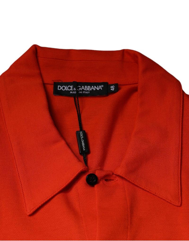 Orange Cotton Button Down Casual Polo Shirt Dolce & Gabbana