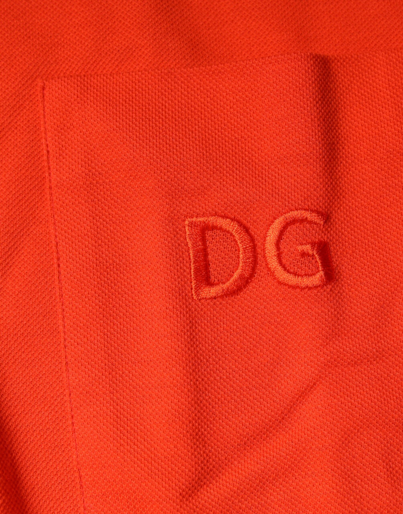Orange Cotton Button Down Casual Polo Shirt Dolce & Gabbana