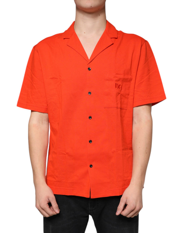 Orange Cotton Button Down Casual Polo Shirt Dolce & Gabbana