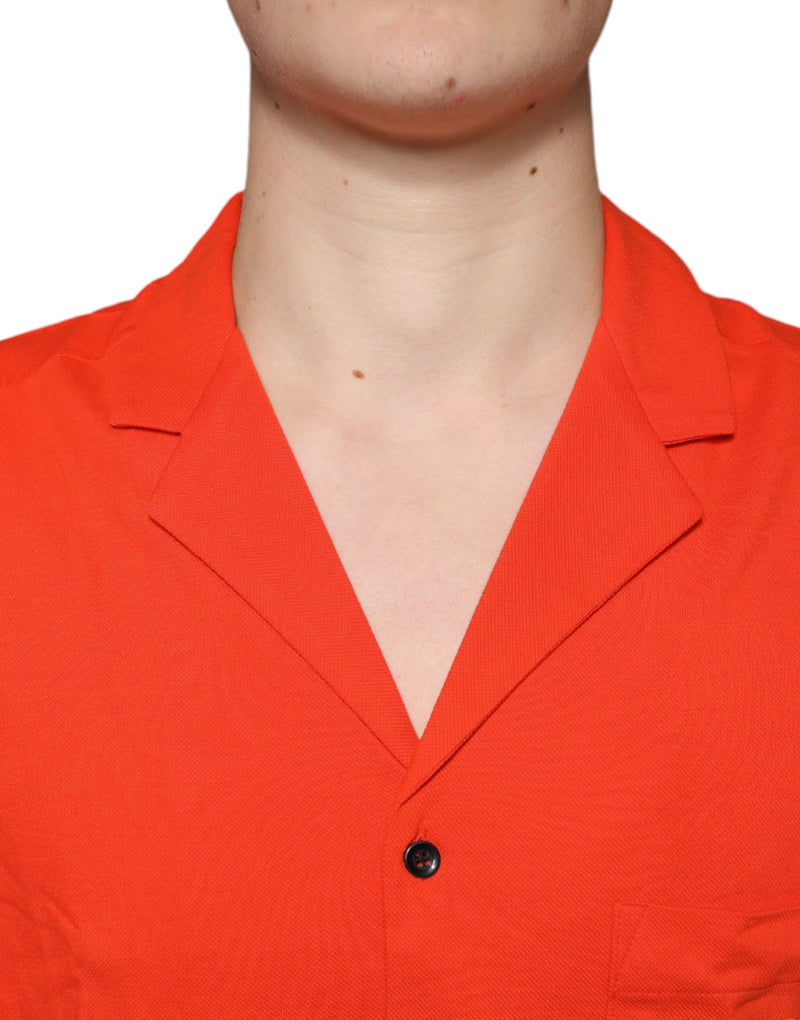 Orange Cotton Button Down Casual Polo Shirt Dolce & Gabbana