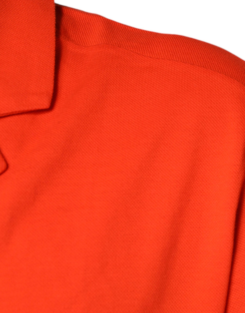 Orange Cotton Button Down Casual Polo Shirt Dolce & Gabbana