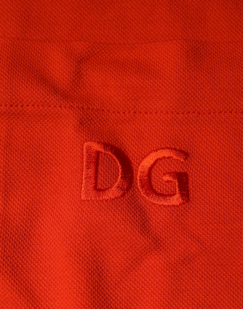 Orange Cotton Button Down Casual Polo Shirt Dolce & Gabbana