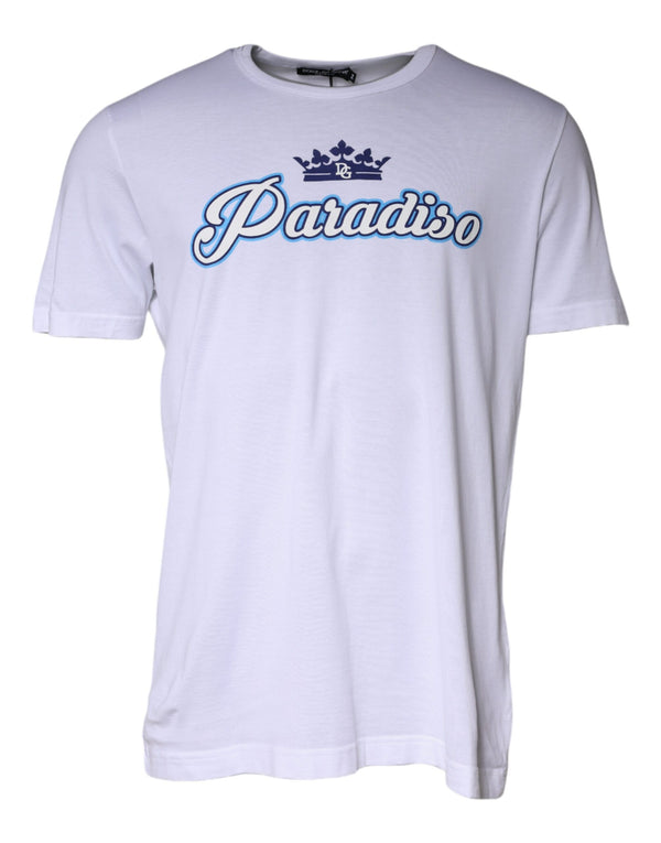 White Paradiso Cotton Shorts Sleeves T-shirt Dolce & Gabbana