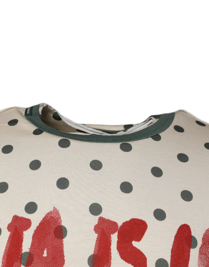 Beige Graphic Print Polka Dot Cotton T-shirt Dolce & Gabbana