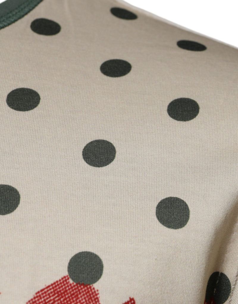 Beige Graphic Print Polka Dot Cotton T-shirt Dolce & Gabbana