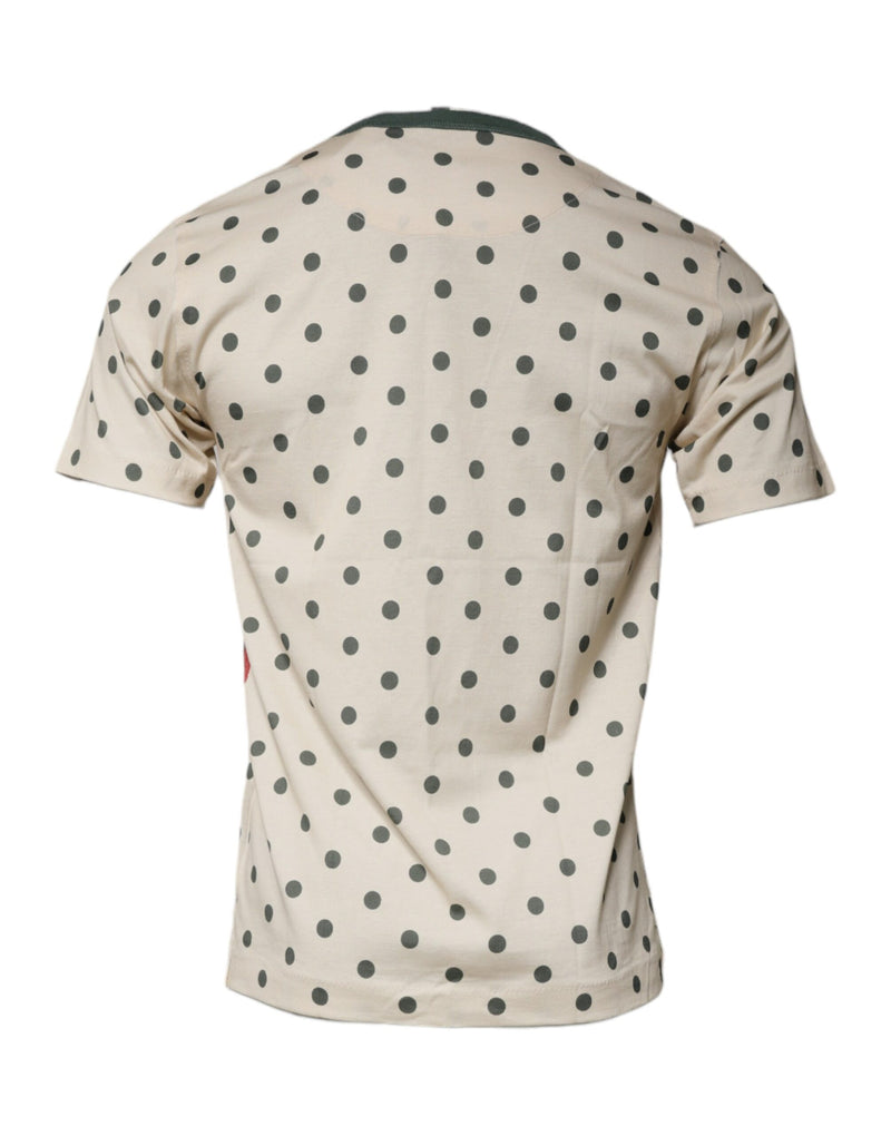 Beige Graphic Print Polka Dot Cotton T-shirt Dolce & Gabbana