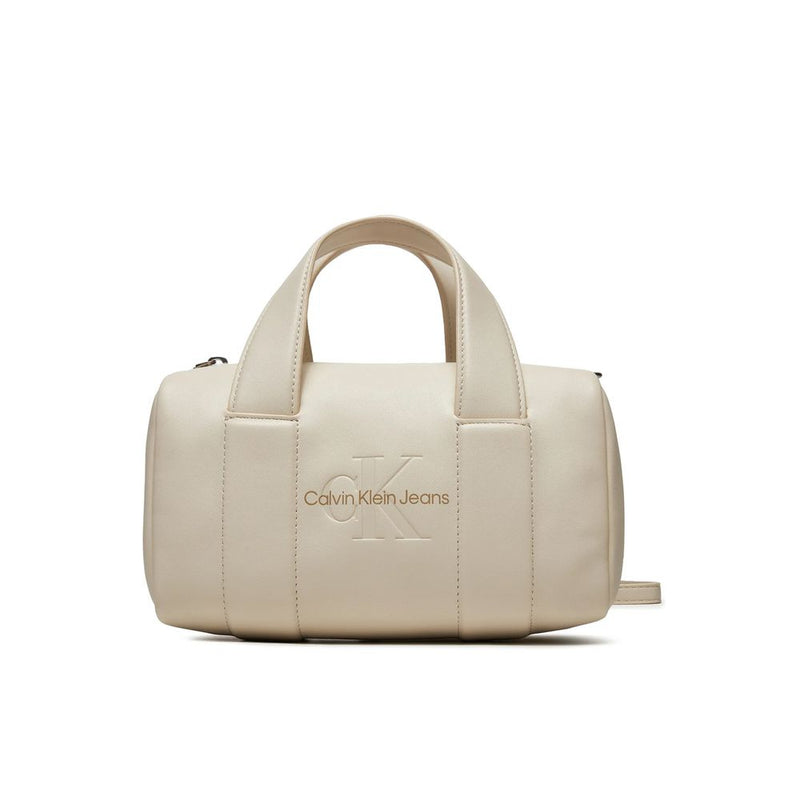 Beige Synthetic Leather Handbag Calvin Klein Jeans