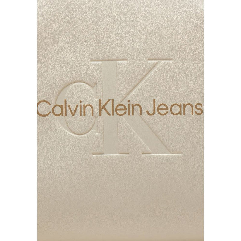 Beige Synthetic Leather Handbag Calvin Klein Jeans