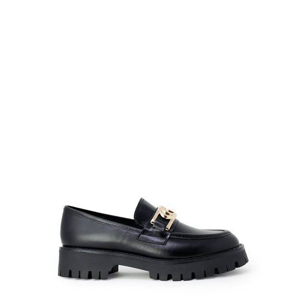 Black Leather Flat Shoe Guess