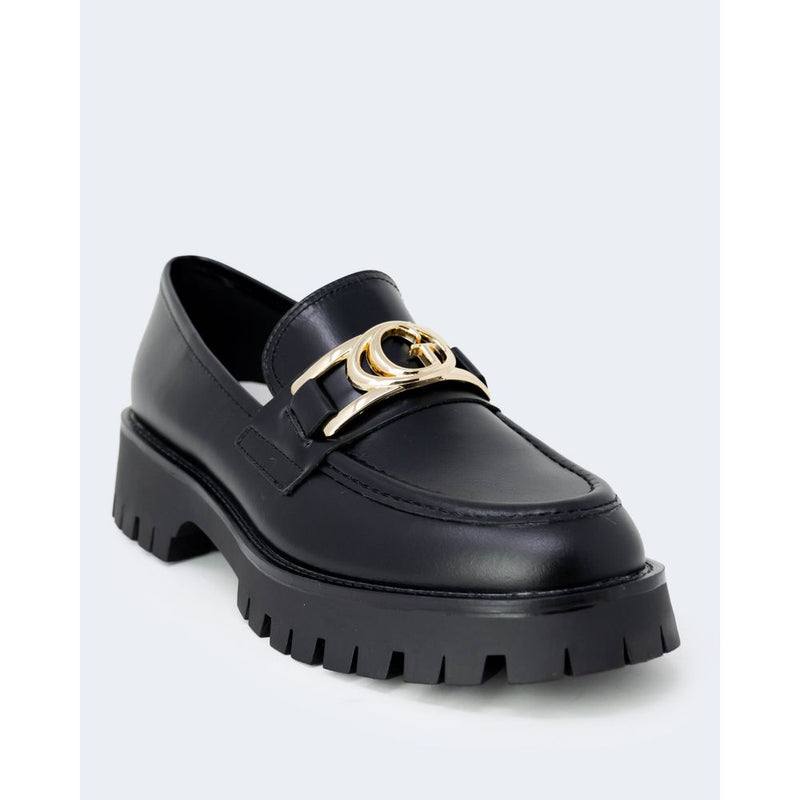 Black Leather Flat Shoe Guess