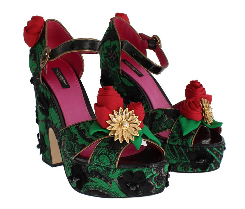 Enchanted Sicily Crystal Brocade Wedges Dolce & Gabbana