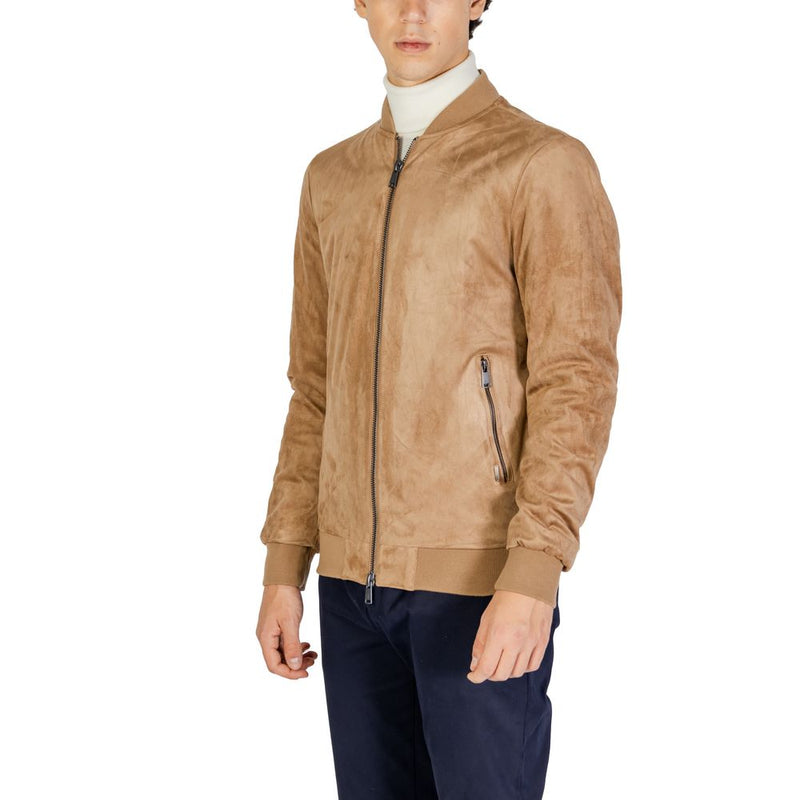 Beige Polyester Jacket Gianni Lupo