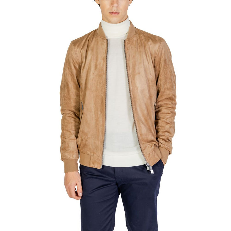 Beige Polyester Jacket Gianni Lupo