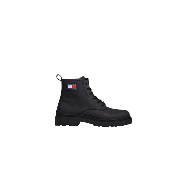 Black Leather Boot Tommy Hilfiger Jeans