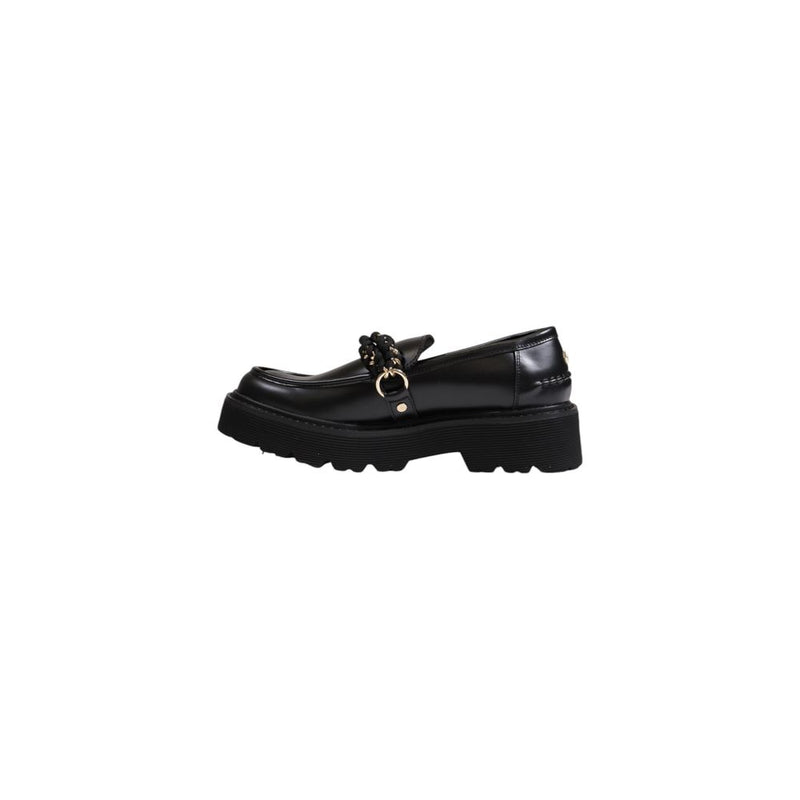 Black Leather Flat Shoe Cult