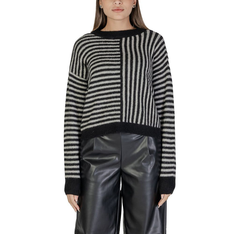 Black And White Recycled Polyester Sweater Vero Moda