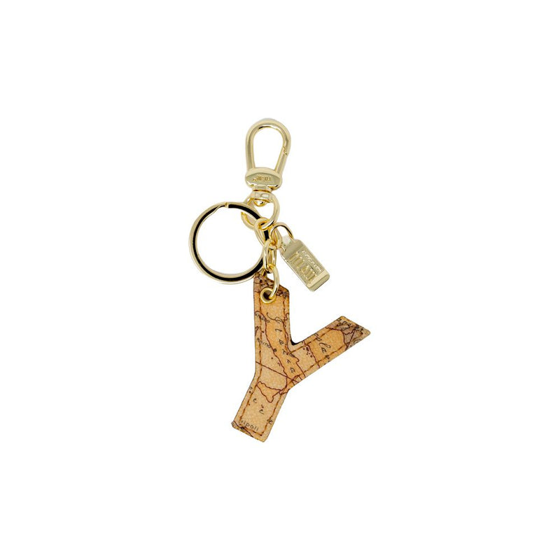 Beige Synthetic Leather Keychain Alviero Martini Prima Classe