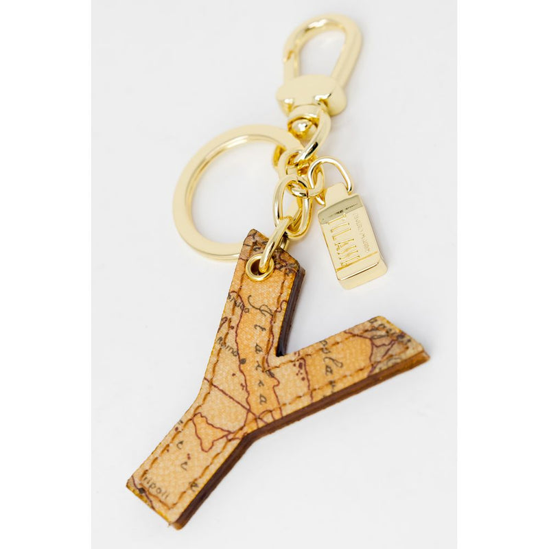 Beige Synthetic Leather Keychain Alviero Martini Prima Classe