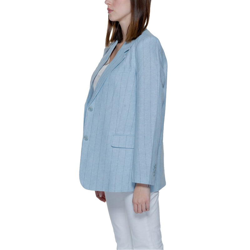 Light Blue Linen Suits & Blazer Vero Moda